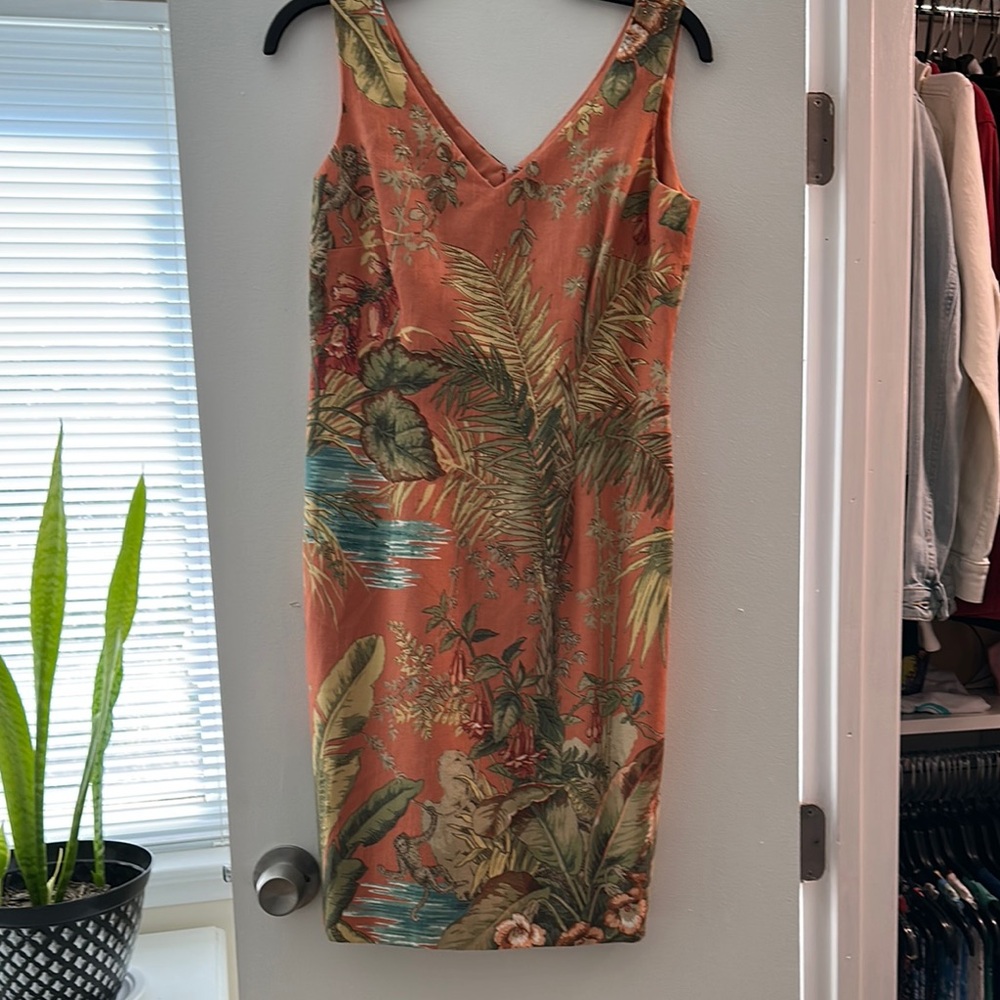 Talbots Orange and Green Tropical Dress